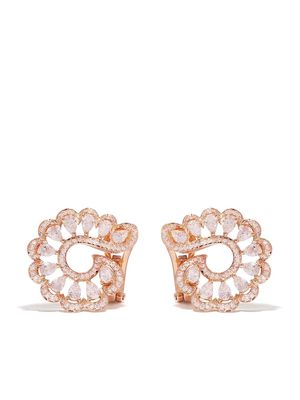 Chopard 18kt rose gold Precious Lace Vague diamond swirl earrings - Pink