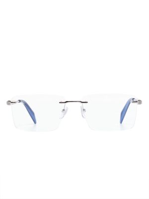 Chopard Eyewear logo-engraved geometric-frame glasses - Silver