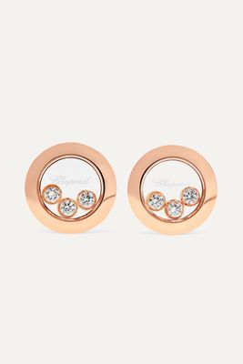 Chopard - Happy Diamonds 18-karat Rose Gold Diamond Earrings - one size