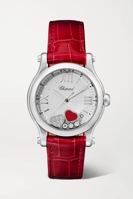 Chopard - Happy Sport 36mm Stainless Steel, Alligator, Red Stone And Diamond Watch - one size