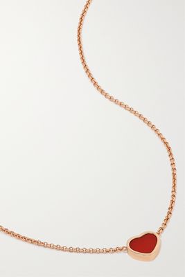 Chopard - My Happy Hearts 18-karat Rose Gold Carnelian Necklace - one size