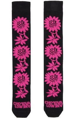 Chopova Lowena Black & Pink Sunflower Socks