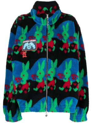 Chopova Lowena Bunny-print fleece jacket - Black