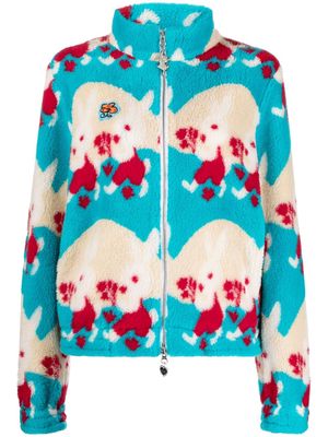 Chopova Lowena bunny-print fleeced jacket - Neutrals