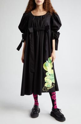 Chopova Lowena Bunny Slope Organic Cotton Dress in Black Multi