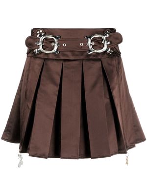 Chopova Lowena Camber pleated satin miniskirt - Brown