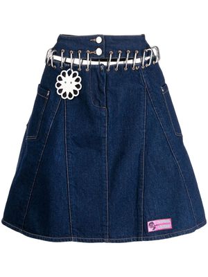 Chopova Lowena carabiner-detail A-line denim skirt - Blue