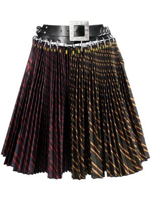 Chopova Lowena carabiner-detail striped pleated midi skirt - Black