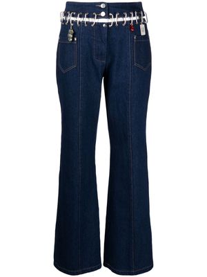 Chopova Lowena cut-out carabiner detail cotton flared jeans - Blue
