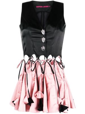 Chopova Lowena cut-out tie-fastening mini flared dress - Black