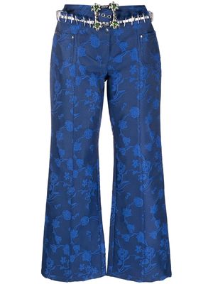 Chopova Lowena embroidered flared trousers - Blue