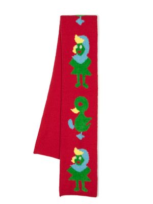 Chopova Lowena Feeding The Ducks intarsia-knit scarf - Red