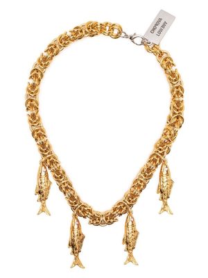 Chopova Lowena Fish-pendant chain necklace - Gold