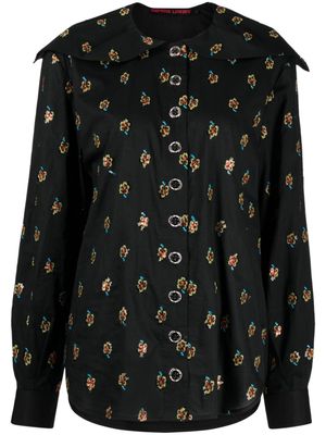 Chopova Lowena floral-embroidered cotton top - Black