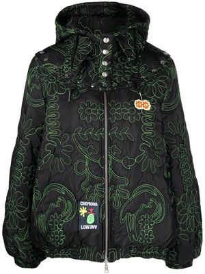 Chopova Lowena floral-embroidered puffer jacket - Black