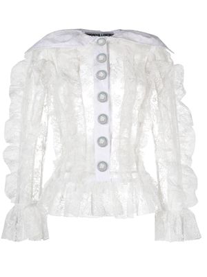 Chopova Lowena floral-lace ruffled shirt - White