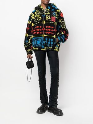 Chopova Lowena floral-print zip hoodie - Black