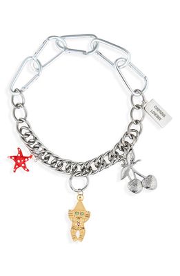 Chopova Lowena Gnome Cherry Star Charm Necklace in Silver