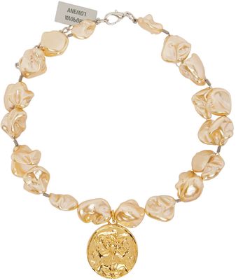 Chopova Lowena Gold Pearl Pendant Necklace