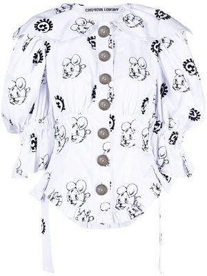Chopova Lowena graphic-print organic cotton blouse - White