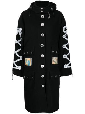 Chopova Lowena Heli graphic-print wool coat - Black