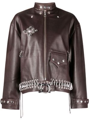 Chopova Lowena K-Point deadstock-leather jacket - Brown