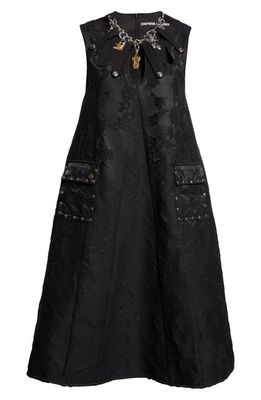 Chopova Lowena Kicker Chain Detail Sleeveless A-Line Dress in Black