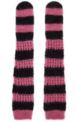 Chopova Lowena Pink & Black Stripped Gloves