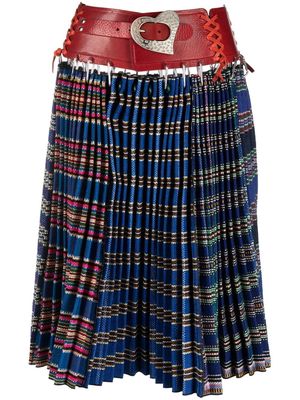 Chopova Lowena pleated belted midi skirt - Blue