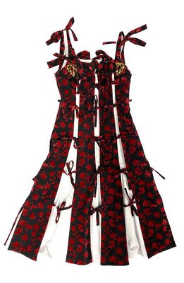 Chopova Lowena Rocket Floral Organic Cotton Dress in Red/Black/White