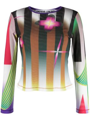 Chopova Lowena Ski graphic-print mesh top - Pink