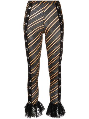 Chopova Lowena striped lace-trim trousers - Yellow