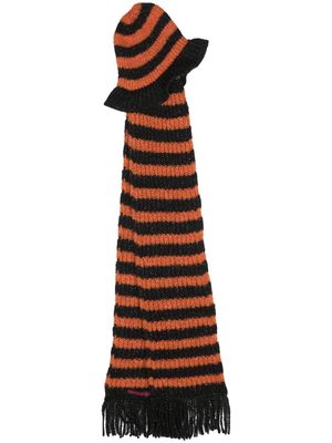 Chopova Lowena striped lurex scarf and hat set - Orange