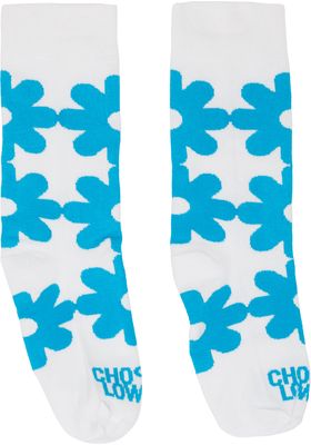 Chopova Lowena White Flower Short Socks