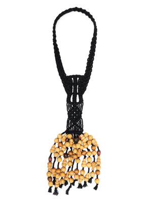 Chopova Lowena wooden-beads knitted necklace - Black