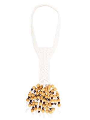 Chopova Lowena wooden-beads knitted necklace - White