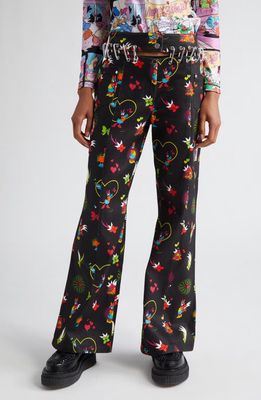 Chopova Lowena x Disney Daisy Duck Carabiner Waist Flare Jeans in Black Multi