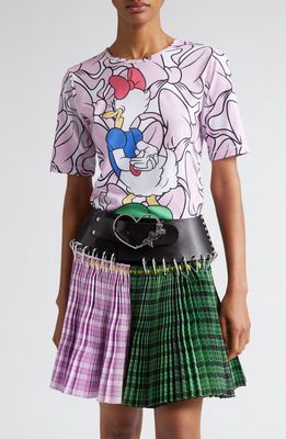 Chopova Lowena x Disney Daisy Duck Cartoon Jersey Graphic T-Shirt in Pink Multi