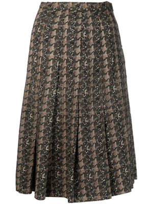 Christian Dior 1970s pre-owned tweed pleated skirt - Brown