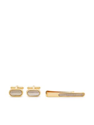 Christian Dior 1980s pre-owned logo-embossed tie clip and cufflinks set - Gold