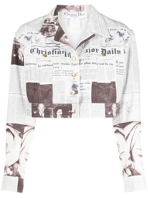 Christian Dior 1990-2000s pre-owned newspaper-print cropped jacket - White