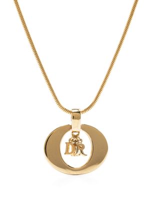 Christian Dior 1990s pre-owned logo charm chain necklace - Gold