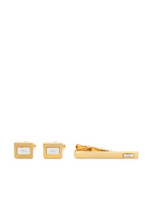 Christian Dior 1990s pre-owned logo-engraved tie clip and cufflinks set - Gold