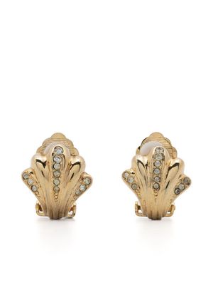 Christian Dior 1990s pre-owned palm leaf clip-on earrings - Gold
