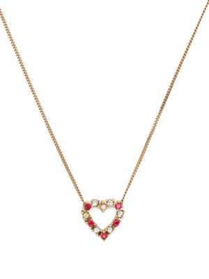 Christian Dior 1990s rhinestone-embellished heart-charm necklace - Gold