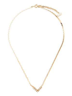 Christian Dior 1990s rhinestone-embellished V-detail necklace - Gold