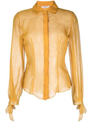 Christian Dior 1999 pre-owned bow-cuff silk shirt - Yellow