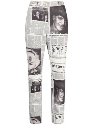 Christian Dior 2000 pre-owned Newspaper-print slim-fit jeans - Black