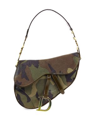 Christian Dior 2000 pre-owned Saddle camouflage-print shoulder bag - Green