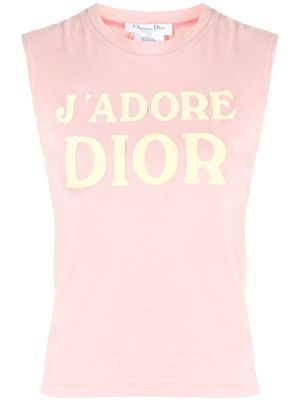 Christian Dior 2002 pre-owned slogan-print cotton tank top - Pink